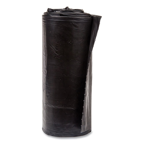 Picture of High-Density Commercial Can Liners, 60 gal, 17 mic, 38" x 60", Black, Interleaved Roll, 25 Bags/Roll, 8 Rolls/Carton