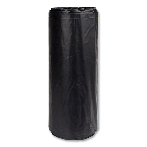 Picture of High-Density Commercial Can Liners, 60 gal, 22 mic, 38" x 60", Black, Interleaved Roll, 25 Bags/Roll, 6 Rolls/Carton