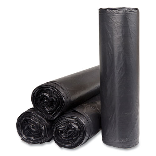 Picture of High-Density Commercial Can Liners, 45 gal, 16 mic, 40" x 48", Black, Interleaved Roll, 25 Bags/Roll, 10 Rolls/Carton