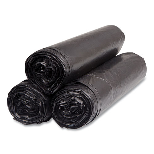 Picture of High-Density Commercial Can Liners, 45 gal, 16 mic, 40" x 48", Black, Interleaved Roll, 25 Bags/Roll, 10 Rolls/Carton