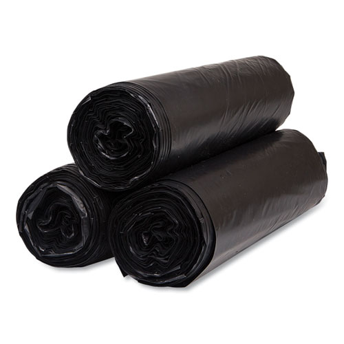 Picture of High-Density Commercial Can Liners, 45 gal, 22 mic, 40" x 48", Black, Interleaved Roll, 25 Bags/Roll, 6 Rolls/Carton