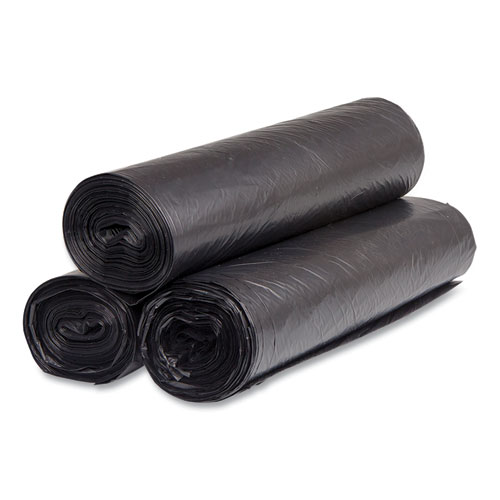 Picture of High-Density Commercial Can Liners, 56 gal, 16 mic, 43" x 48", Black, Interleaved Roll, 25 Bags/Roll, 8 Rolls/Carton