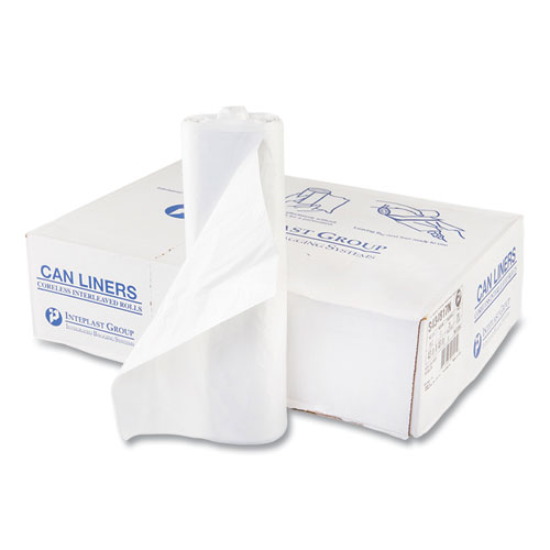 Picture of High-Density Commercial Can Liners, 60 gal, 17 mic, 43" x 48", Clear, Interleaved Roll, 25 Bags/Roll, 8 Rolls/Carton