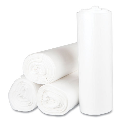 Picture of High-Density Commercial Can Liners, 56 gal, 17 mic, 43" x 48", Clear, Interleaved Roll, 25 Bags/Roll, 8 Rolls/Carton