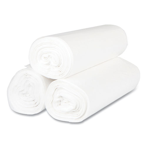 Picture of High-Density Commercial Can Liners, 56 gal, 17 mic, 43" x 48", Clear, Interleaved Roll, 25 Bags/Roll, 8 Rolls/Carton