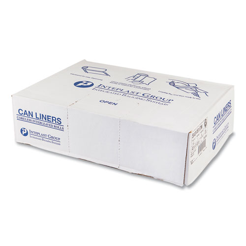 Picture of High-Density Commercial Can Liners, 56 gal, 17 mic, 43" x 48", Clear, Interleaved Roll, 25 Bags/Roll, 8 Rolls/Carton