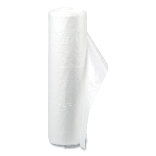 Picture of High-Density Commercial Can Liner Value Pack, 60 gal, 12 mic, 38" x 58", Clear, Interleaved Roll, 25 Bags/Roll, 8 Rolls/CT