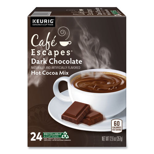 Picture of Cafe Escapes Dark Chocolate Hot Cocoa K-Cups, 24/Box