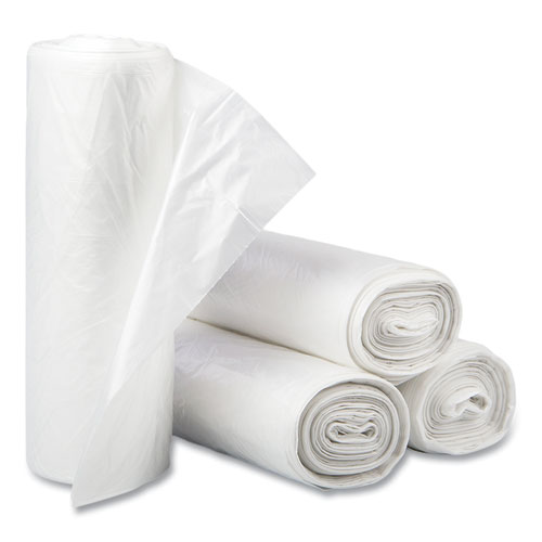 Picture of High-Density Commercial Can Liners, 30 gal, 13 mic, 30" x 37", Clear, Interleaved Roll, 25 Bags/Roll, 20 Rolls/Carton