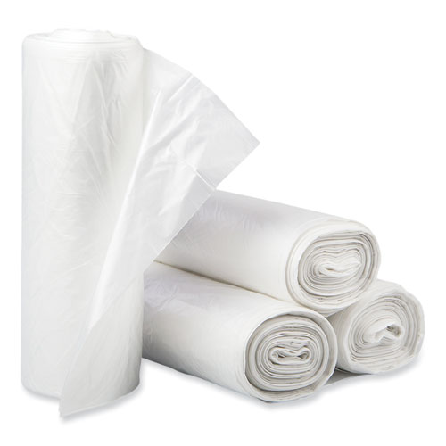 Picture of High-Density Commercial Can Liners, 30 gal, 16 mic, 30" x 37", Clear, Interleaved Roll, 25 Bags/Roll, 20 Rolls/Carton