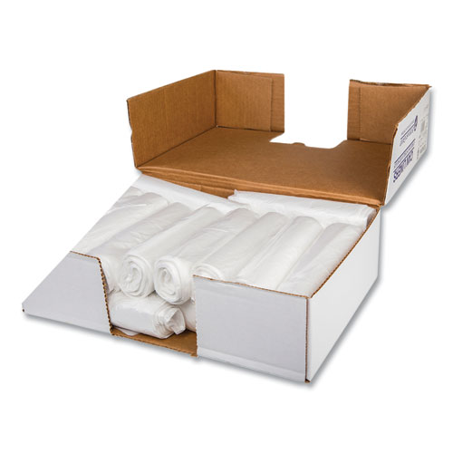 Picture of Low-Density Commercial Can Liners, 16 gal, 0.5 mil, 24" x 32", White, Interleaved Roll, 50 Bags/Roll, 10 Rolls/Carton