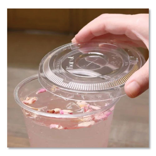 Picture of PET Lids, Flat with Straw Slot, Fits 12 oz to 24 oz Cold Cups, Clear, 1,000/Carton