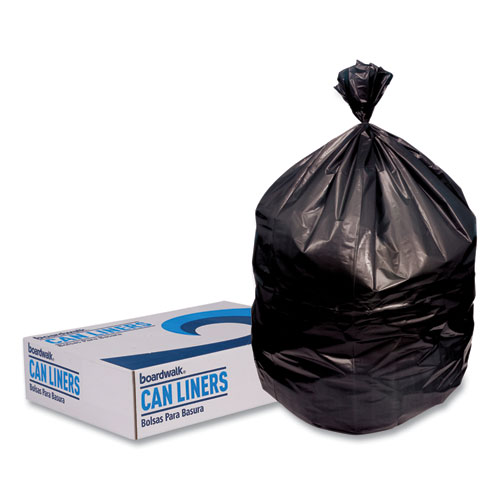 Picture of Low-Density Waste Can Liners, 23 gal, 0.9 mil, 28" x 45", Black, Perforated Roll, 25 Bags/Roll, 8 Rolls/Carton