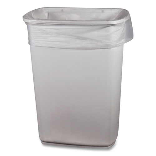 Picture of Low-Density Waste Can Liners, 23 gal, 0.9 mil, 28" x 45", Clear, Perforated Roll, 25 Bags/Roll, 8 Rolls/Carton