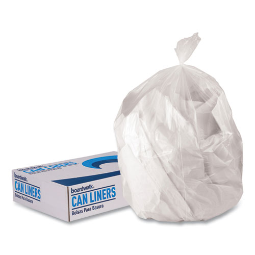 Picture of Low-Density Waste Can Liners, 23 gal, 0.9 mil, 28" x 45", Clear, Perforated Roll, 25 Bags/Roll, 8 Rolls/Carton