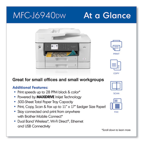 Picture of MFC-J6940DW Color All-in-One Inkjet Printer, Copy/Fax/Print/Scan