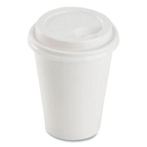 Picture of Hot Cup Lids, Fits 8 oz Paper Hot Cups, Sipper Lid, White, 1,000/Carton