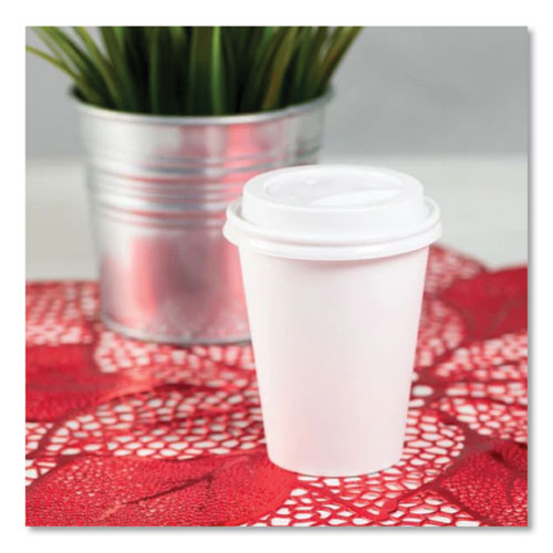 Picture of Hot Cup Lids, Fits 8 oz Paper Hot Cups, Sipper Lid, White, 1,000/Carton