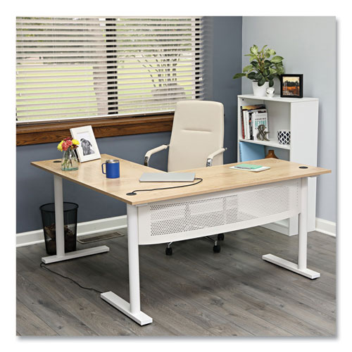 Picture of L-Shaped Writing Desk, 59.05" x 59.05" x 29.53", Beigewood/White