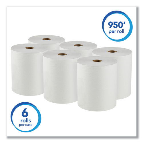 Picture of Essential High Capacity Hard Roll Towels for Business, Absorbency Pockets, 1-Ply, 8" x 950 ft, 1.75" Core, White, 6 Rolls/CT