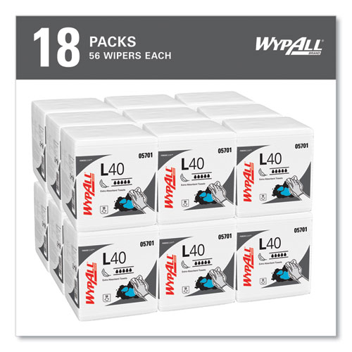 Picture of L40 Towels, 1/4 Fold, 12.5 x 12, White, 56/Box, 18 Packs/Carton