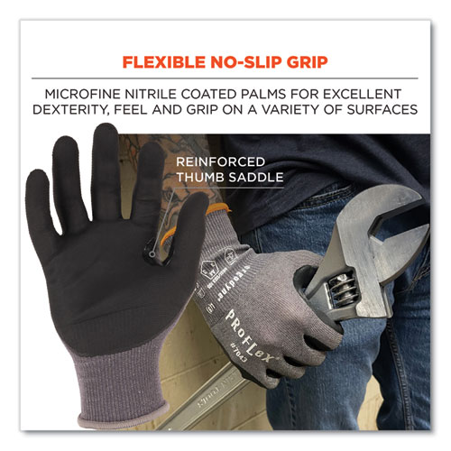 Picture of ProFlex 7043 ANSI A4 Nitrile Coated CR Gloves, EN388: 4X42D, 9" Long, Medium, Gray, 12 Pairs