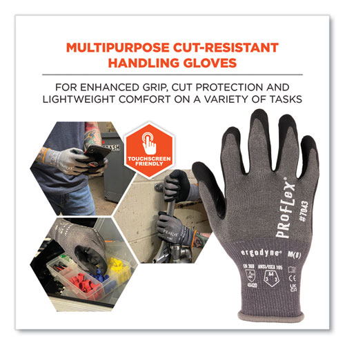 Picture of ProFlex 7043 ANSI A4 Nitrile Coated CR Gloves, EN388: 4X42D, 9" Long, Small, Gray, 12 Pairs