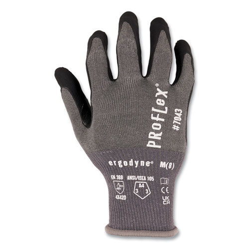 Picture of ProFlex 7043 ANSI A4 Nitrile Coated CR Gloves, EN388: 4X42D, 9" Long, Small, Gray, 12 Pairs