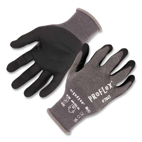 Picture of ProFlex 7043 ANSI A4 Nitrile Coated CR Gloves, EN388: 4X42D, 9" Long, XX-Large, Gray, 12 Pairs