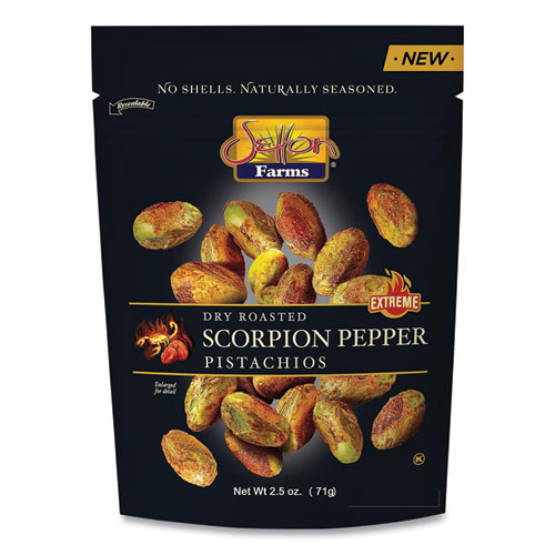 Picture of Scorpion Pepper Pistachios, 2.5 oz Bag, 8/Carton