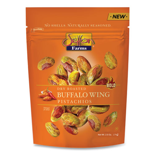 Picture of Buffalo Pistachios, Buffalo Wing, 2.5 oz Bag, 8/Carton