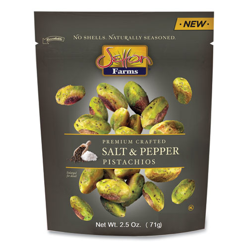 Picture of Salt and Pepper Pistachios, 2.5 oz Bag, 8/Carton