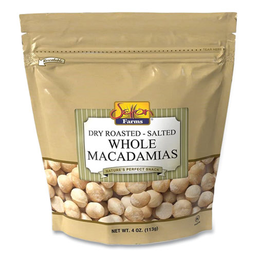 Picture of Macadamia Nuts, Dry Roasted, Salted, 4 oz Bag, 12/Carton