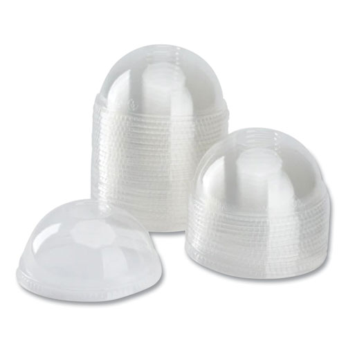 Picture of PET Lids, Fits 12 oz to 24 oz Cold Cups, No Hole Dome Lid,,Clear, 1,000/Carton