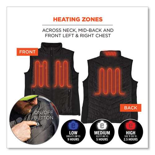 Picture of N-Ferno 6495 Rechargeable Heated Vest with Batter Power Bank, Fleece/Polyester, Medium, Black