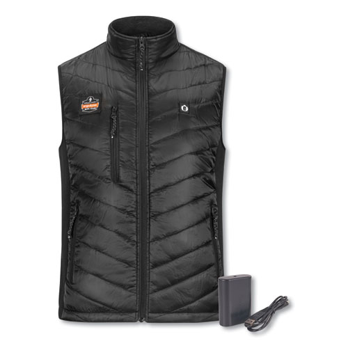 Picture of N-Ferno 6495 Rechargeable Heated Vest with Battery Power Bank, Fleece/Polyester, 3X-Large, Black