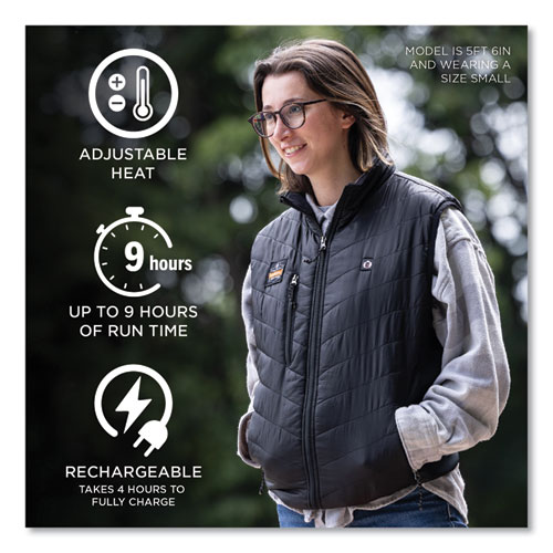 Picture of N-Ferno 6495 Rechargeable Heated Vest with Batter Power Bank, Fleece/Polyester, Medium, Black