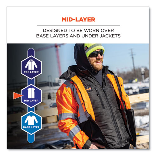 Picture of N-Ferno 6495 Rechargeable Heated Vest with Batter Power Bank, Fleece/Polyester, Medium, Black