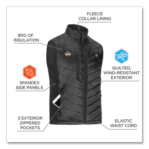 Picture of N-Ferno 6495 Rechargeable Heated Vest with Battery Power Bank, Fleece/Polyester, 2X-Large, Black