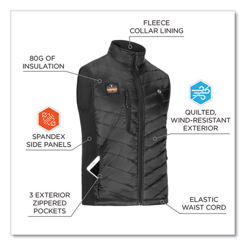 Picture of N-Ferno 6495 Rechargeable Heated Vest with Batter Power Bank, Fleece/Polyester, Medium, Black