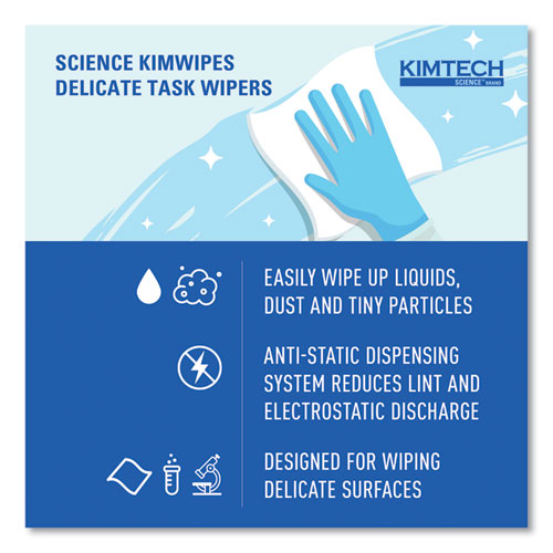 Picture of Kimwipes, Delicate Task Wipers, 1-Ply, 4.4 x 8.4, Unscented, White, 286/Box