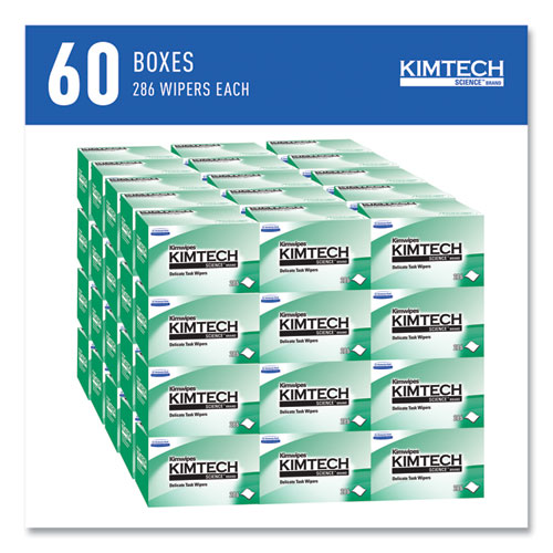 Picture of Kimwipes, Delicate Task Wipers, 1-Ply, 4.4 x 8.4, Unscented, White, 286/Box, 60 Boxes/Carton