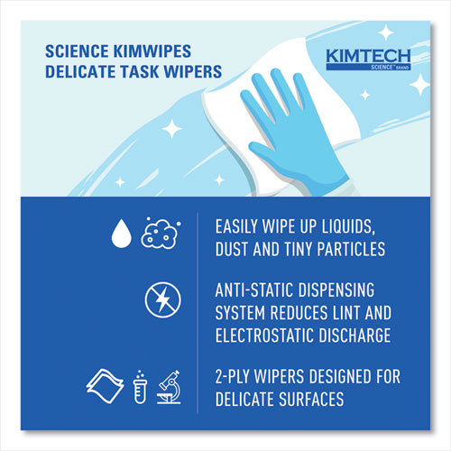 Picture of Kimwipes Delicate Task Wipers, 2-Ply, 14.7 x 16.6, Unscented, White, 92/Box, 15 Boxes/Carton