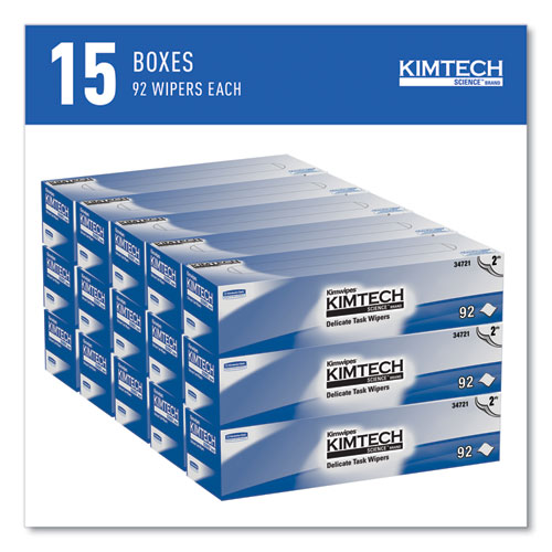 Picture of Kimwipes Delicate Task Wipers, 2-Ply, 14.7 x 16.6, Unscented, White, 92/Box, 15 Boxes/Carton