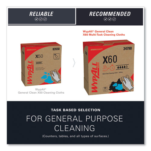 Picture of General Clean X60 Cloths, POP-UP Box, 8.34 x 16.8, White, 118/Box