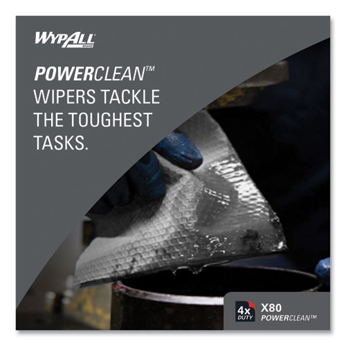 Picture of Power Clean X80 Heavy Duty Cloths, 1/4 Fold, 12.5 x 12, White, 50/Box, 4 Boxes/Carton