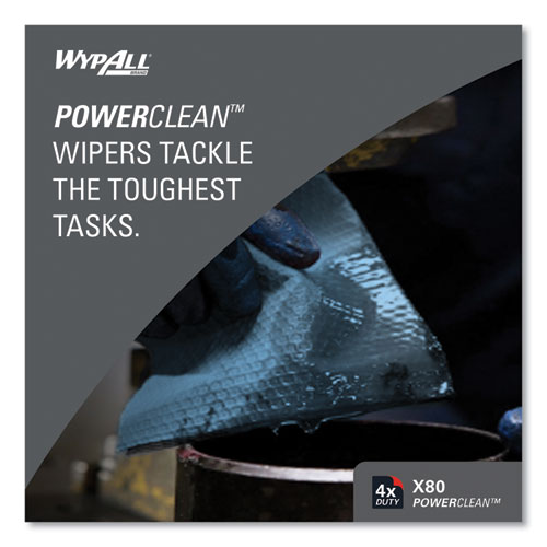 Picture of Power Clean X80 Heavy Duty Cloths, 11.1 x 16.8, Blue, 160 Wipers/Carton