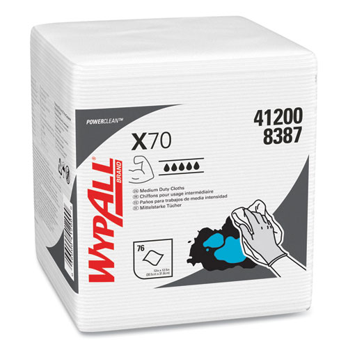 Picture of X70 Cloths, 1/4 Fold, 12.5 x 12, White, 76/Pack, 12 Packs/Carton