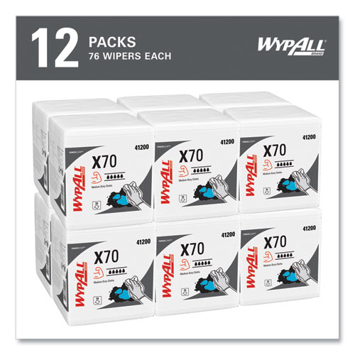 Picture of X70 Cloths, 1/4 Fold, 12.5 x 12, White, 76/Pack, 12 Packs/Carton