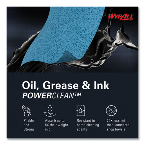 Picture of Power Clean Oil, Grease and Ink Cloths, POP-UP Box, 8.8 x 16.8, Blue, 100/Box, 5/Carton